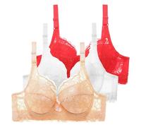 OBASDFD 3 Pack Women Underwire Push Up Bra Set Bustier Sports for Training Men Tank Top, White, 46C(Blue,34B)
