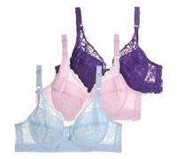 OBASDFD 3 Pack Women Underwire Push Up Bra Set Bustier Sports Training Breastfeeding, LightBlue, 40B(Navy,40B)