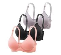 OBASDFD 3PC Women's Comfortable Summer Bra with Thin Bust, Small, Ruffled, Breathable, No Steel Ring, Holds Drop Upright, Red, 14(Bk2,12)