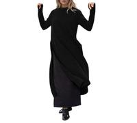 OBASDFD Abito casual a tunica in maglia con bordo in pizzo floreale e maniche lunghe e pile per un comodo utilizzo in autunno e inverno, Verde militare, S