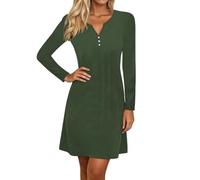 OBASDFD Abito Casual Elegante con Colletto Maniche Lunghe for Un Comodo Fluido di Media Lunghezza in Tessuto Morbido for Tutti Giorni(XXL)