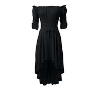 OBASDFD Abito da discoteca da donna, tinta unita, stile retrò, casual, midi, Nero , L