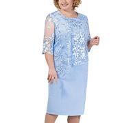 OBASDFD Abito da sera da cocktail corto con paillettes, da donna, midi e per feste, Blu scuro, 3XL
