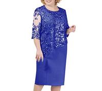 OBASDFD Abito da sera da cocktail corto con paillettes, da donna, midi e per feste, Blu scuro, XXL
