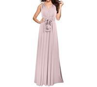 OBASDFD Abito da sera lungo da donna, elegante, convertibile, per damigelle d'onore, matrimoni, feste, abbigliamento casual, leggero, rosa, L