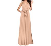OBASDFD Abito da sera lungo da donna, elegante, convertibile, per damigelle d'onore, matrimoni, feste, abbigliamento casual, giallo chiaro, S