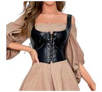 OBASDFD Abito Dirndl Elegante Corsetto Top in Broccato con Maniche Ad Aletta for Donna Tarocchi del Gatto Medievale