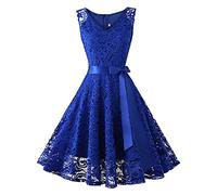 OBASDFD Abito lungo da donna, senza maniche, formale, per matrimonio, damigella d'onore, in pizzo, B, L