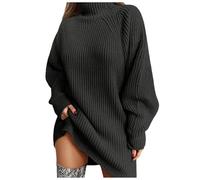 OBASDFD Abito Maglione Lavorato Maglia Collo Alto da Donna, Manica Lunga, Lunghezza, Pullover, Tunica for 'Autunno 'Inverno, Abiti Casual Comodi(Darkgray,XXL)