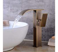 OBASDFD Antique Brass Waterfall Basin Faucet, Concealed Installation Single Hole Hot And Cold Mixer Tap for Bathroom & Kitchen Sink