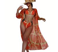 OBASDFD Bikini Confezione da 3 Costumi da Bagno Bikini con Lacci E Set Copricostume for Le Donne Costumi da Bagno Sexy in Tre Pezzi da Spiaggia(F,L)