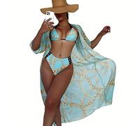 OBASDFD Bikini Confezione da 3 Costumi da Bagno Bikini con Lacci E Set Copricostume for Le Donne Costumi da Bagno Sexy in Tre Pezzi da Spiaggia(D,XL)