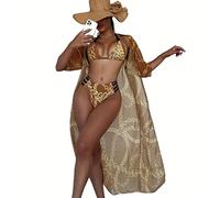 OBASDFD Bikini Confezione da 3 Costumi da Bagno Bikini con Lacci E Set Copricostume for Le Donne Costumi da Bagno Sexy in Tre Pezzi da Spiaggia(Q,M)