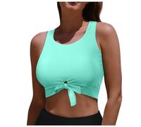 OBASDFD Bikini da Donna Costume Bagno Top con Cut-out E Nodo sul Davanti Scollo Alto Canotta Corta, Verde Menta, XXL(Mint Green,XL)