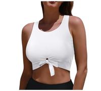 OBASDFD Bikini da Donna Costume Bagno Top con Cut-out E Nodo sul Davanti Scollo Alto Canotta Corta, Verde Menta, XXL(White,M)