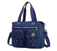 OBASDFD Borse tote in tela for donna hobo carine pochette con borsa slouchy chiusura a cerniera(Dark Blue)