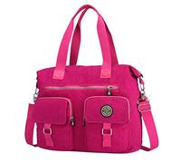 OBASDFD Borse tote in tela for donna hobo carine pochette con borsa slouchy chiusura a cerniera(Hot Pink)
