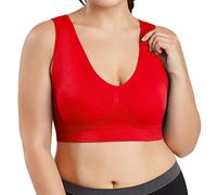 OBASDFD Bra Plus Ultra Thin Size Full Cup Tops Large Colour Sports Women's Blouse, Brown, 6XL(Red,L)