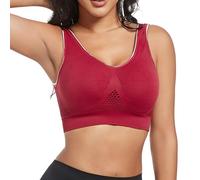 OBASDFD Bra Women's Underwired with Front Side Buckle Lace Edge Without Steel Ring Movement Seamless Gathering Adjustment Yoga Sleep Large, Wine Red, XXL(Black,4XL)
