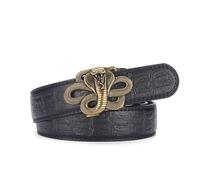 OBASDFD Cintura A Cricchetto In Pelle Da Uomo For Abbigliamento Elegante, Casual E Tutti I Giorni, Cinturino Con Fibbia Automatica Regolabile Inciso Boa Hollow(Gold,120cm/47)