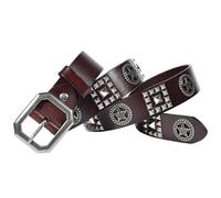 OBASDFD Cintura Borchiata - Pentagramma A Stella Con Borchie In Metallo, Punk Rock Gotico, Rivetto A Piramide Luminoso In Disposizione Di Perline Quadrate For Donna E Uomo(Coffee,110cm/waist:37")