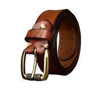 OBASDFD Cintura Cava Da Uomo E Donna - 1 1/2" Di Larghezza, 4 Mm Spessore, Cinturino In Pelle Vacchetta Fatto A Mano, Fibbia A Rullo Anticata Con Un Solo Ardiglione(Brown,120cm/47)