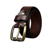 OBASDFD Cintura Cava Da Uomo E Donna - 1 1/2" Di Larghezza, 4 Mm Spessore, Cinturino In Pelle Vacchetta Fatto A Mano, Fibbia A Rullo Anticata Con Un Solo Ardiglione(Coffee,110cm/43)
