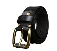 OBASDFD Cintura Cava Da Uomo E Donna - 1 1/2" Di Larghezza, 4 Mm Spessore, Cinturino In Pelle Vacchetta Fatto A Mano, Fibbia A Rullo Anticata Con Un Solo Ardiglione(Black,115cm/45)
