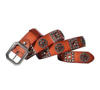 OBASDFD Cintura Con Rivetti A Pentagramma For Uomo/donna, Cinture In Pelle Borchie For Jeans, Cinturino In Vita Punk Rock Piramidali E Punte Quadrate(Brown,115cm/45)