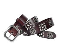 OBASDFD Cintura Con Rivetti A Pentagramma For Uomo/donna, Cinture In Pelle Borchie For Jeans, Cinturino In Vita Punk Rock Piramidali E Punte Quadrate(Coffee,120cm/47)