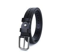 OBASDFD Cintura da donna traforata a forma di cuore con incisione, vita multi-foro intagliata con fibbia ad ardiglione solida per jeans abiti pantaloni, Nero , 110 cm