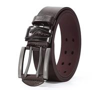 OBASDFD Cintura Da Lavoro Casual Uomo, Robusta, Rustica, Con Doppi Fori For Occhielli, In Vera Pelle, For Jeans E Pantaloni, Nera(Coffee,110cm/waist:37")