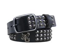 OBASDFD Cintura da uomo e donna con borchie a forma di scorpione, 3 file rivetti, punte coniche, a vite, perline, cinturino in pelle punk rock occhielli(105cm/41)