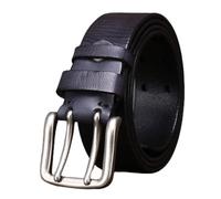 OBASDFD Cintura Da Uomo In Pelle Bovina Con Occhielli, Resistente, Pieno Fiore, Cinturino Casual In, Fibbia Retrò A Doppio Ardiglione 1 1/2"(Black,115cm/45)