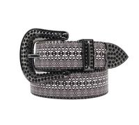 OBASDFD Cintura In Pelle Con Borchie For Donna E Uomo - Motivo Artistico Vintage Boho, Cinturino In Vita Design Intarsiato Di Cristalli Lucidi, Fibbia Ad Ardiglione(115cm/45)