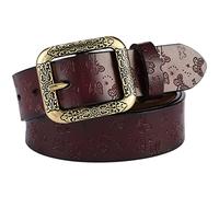 OBASDFD Cintura In Vera Pelle Con Stampa A Farfalla, Decorazione Chic, Larghezza 33 Mm, For Abbigliamento Casual O Formale(Coffee,115cm/waist:38"~40")