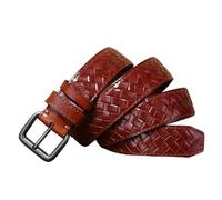 OBASDFD Cintura In Vera Pelle Pieno Fiore For Uomo/donna - Cinturino Lavorato In Rilievo Con Motivo A Quadri Intrecciati A Rombi, Larghezza 3, Cm, Spessore 4 Mm(Brown,105cm/41)