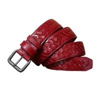 OBASDFD Cintura In Vera Pelle Pieno Fiore For Uomo/donna - Cinturino Lavorato In Rilievo Con Motivo A Quadri Intrecciati A Rombi, Larghezza 3, Cm, Spessore 4 Mm(Red,120cm/47)