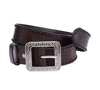 OBASDFD Cintura In Vera Pelle Pieno Fiore Goffrata - Stile Western Retrò Vintage, Con Incisione Floreale, Fibbia Quadrata E A Punta Unisex(110cm/waist:36"~38")