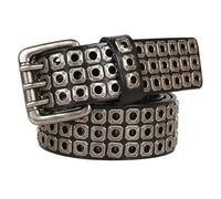 OBASDFD Cinture Con Borchie A 3 File Extra Lunga Punk Rock Rivetto Goth Hip Hop Uomo/Donna In Vera Pelle Personalizzate Per Jeans, Larghezza,8 Cm((130cm/waist:44~46))