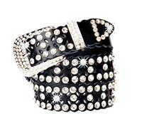 OBASDFD Cinture Da Uomo E Donna Con Strass, Cintura Alla Moda Diamanti Scintillanti, In Pelle Vintage Cowgirl Paillettes For Jeans(Black)