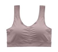 OBASDFD Comfort Bra for Women Medium Elderly Large Ice Silk Without Steel Edge Tank Top Style Ruffled Drop Sports, Brown, 3XL(Brown,4XL)