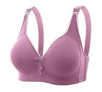 OBASDFD Comfortable Breathable Underwired Bra for Women Plus Size, Seamless Maternity with Four Closures, Reinforcement Lift, Simple Design, Rose Gold, 12(Purple,12)