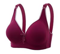 OBASDFD Comfortable Breathable Underwired Bra for Women Plus Size, Seamless Maternity with Four Closures, Reinforcement Lift, Simple Design, Red, 16(Khaki,12)