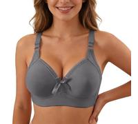 OBASDFD Comfortable Full Coverage Underwired Bra Wide Support Band Triple Back Closure, Green, 16(Pink,12)