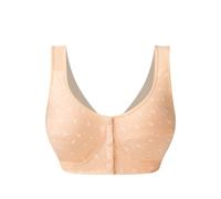 OBASDFD Comfortable Wirefree Bra for Mature Women, Vest Style with Front Closure, Plus Size, Soft Cup for Everyday Wear, Red, 20(Beige 1,14)