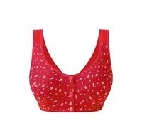 OBASDFD Comfortable Wirefree Bra for Mature Women, Vest Style with Front Closure, Plus Size, Soft Cup for Everyday Wear, Red, 20(Red,14)