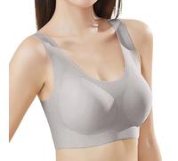 OBASDFD Comfortable, Wirefree Bra with Seamless Soft Cup Shape, Full Coverage, Ideal for Anyone, Wide Underbust Band Adjustable Straps, Khaki, B(Gray,A)