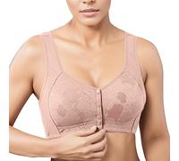 OBASDFD Comfortable Women's Soft Cotton Cup Buckle Front Bra Medium Tall Large Size No Steel Ring Wide Shoulder Strap Tank Top Style, Rose Gold, 20(Rose Gold,12)