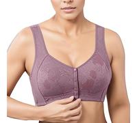 OBASDFD Comfortable Women's Soft Cotton Cup Buckle Front Bra Medium Tall Large Size No Steel Ring Wide Shoulder Strap Tank Top Style, Rose Gold, 20(Gray,14)